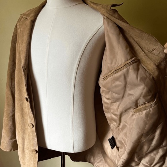 Vintage Michael Michelle Suede Jacket Tan Brown Leather Blazer Coat Men's Large - Picture 3 of 9